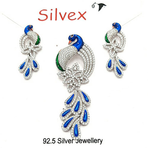 Silver Silvex CZ Pendant Set